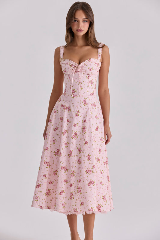 Vintage Rose Pink Floral Dress