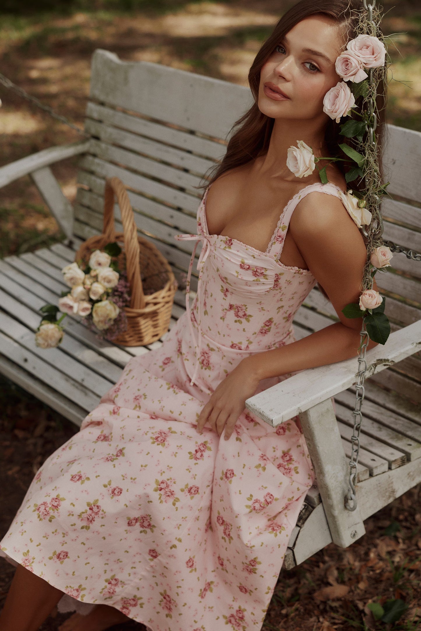 Vintage Rose Pink Floral Dress