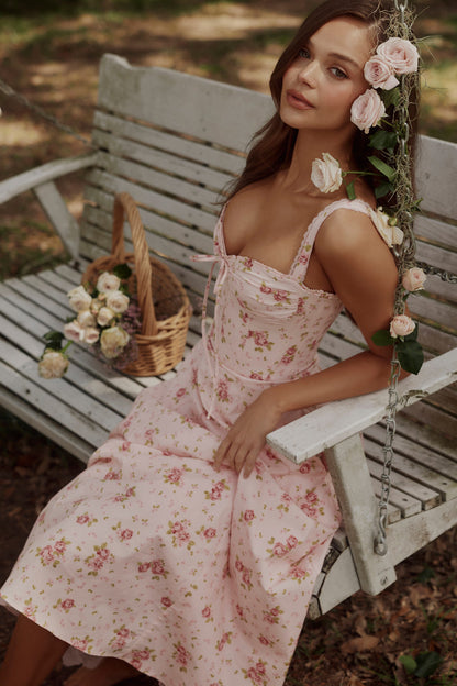 Vintage Rose Pink Floral Dress