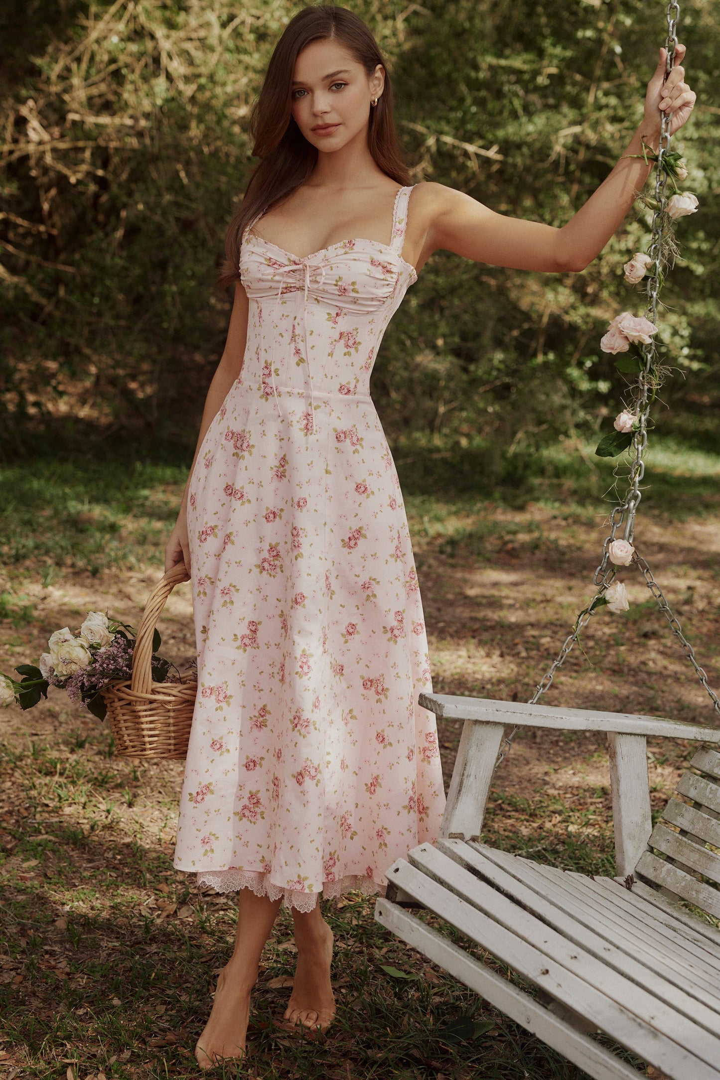 Vintage Rose Pink Floral Dress