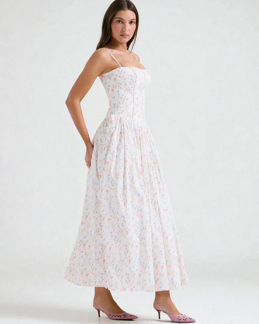 Esmay Floral Print Midi Dress